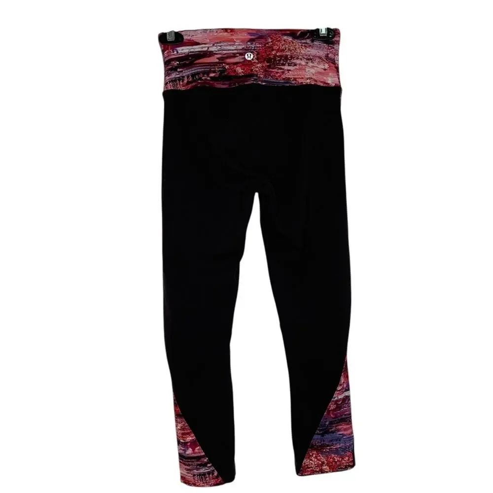 Lululemon Sweet & Repeat Crop Leggings Black/Dahliascape Size 4